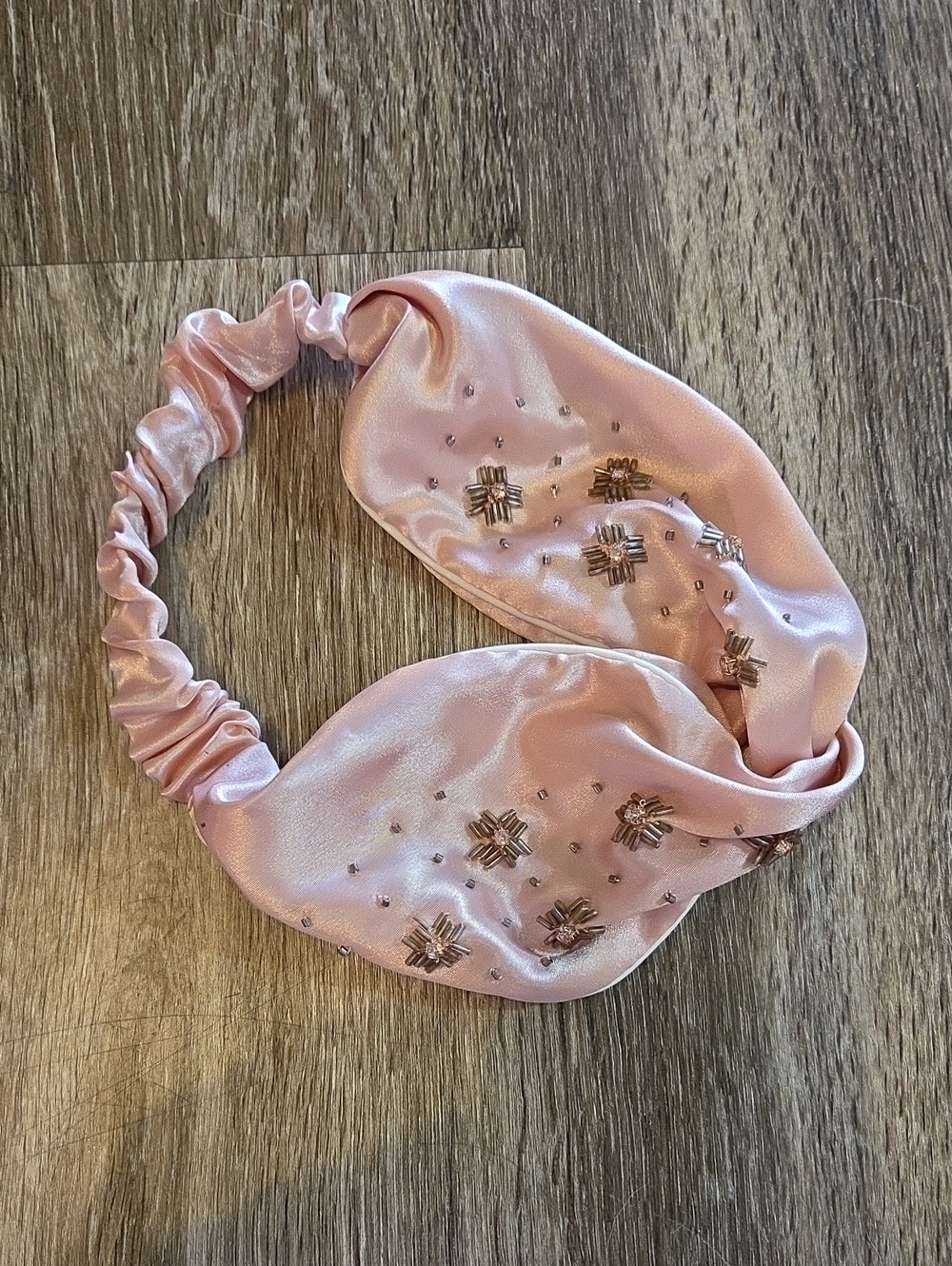 J.Crew Embellished Satin Headband Blush Pink Crystal Beaded